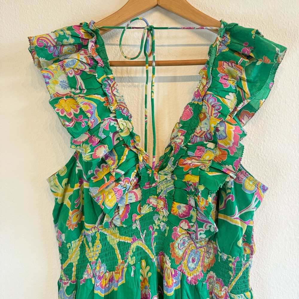 Caroline Constas Floral Tiered Maxi Dress 100% Cotton - Picture 6 of 14